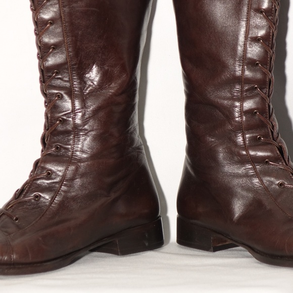 Via Spiga Lace Up Boots Brown Leather 7.5 Italy 56 - Picture 2 of 8